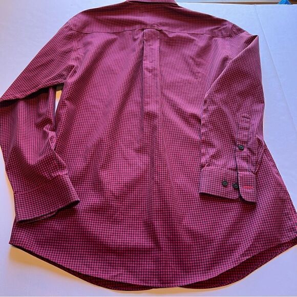 Orvis Men's Long Sleeve Button Down Cotton Shirt Dark Red/Navy Blue Plaid Medium - Picture 7 of 7